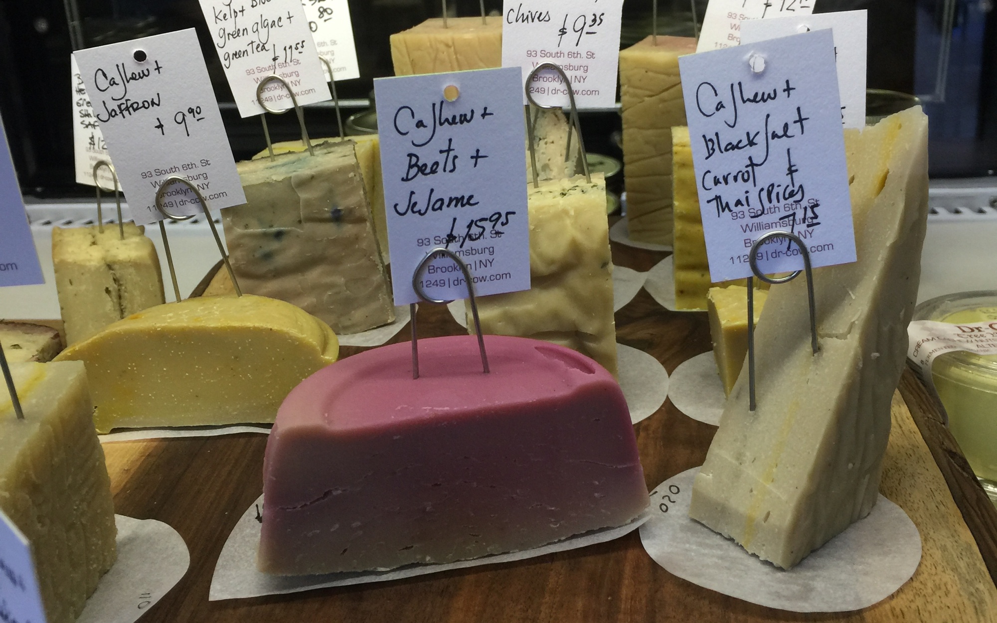 A selection of vegan cheeses from Dr-Cow. Photo by Julie Leibach