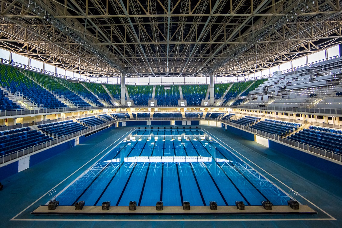 The Olympics Aquatics Stadium in Rio De Janeiro will be broken down into two community swimming centers. By brasil2016.gov.br [CC BY 3.0 br], via Wikimedia Commons