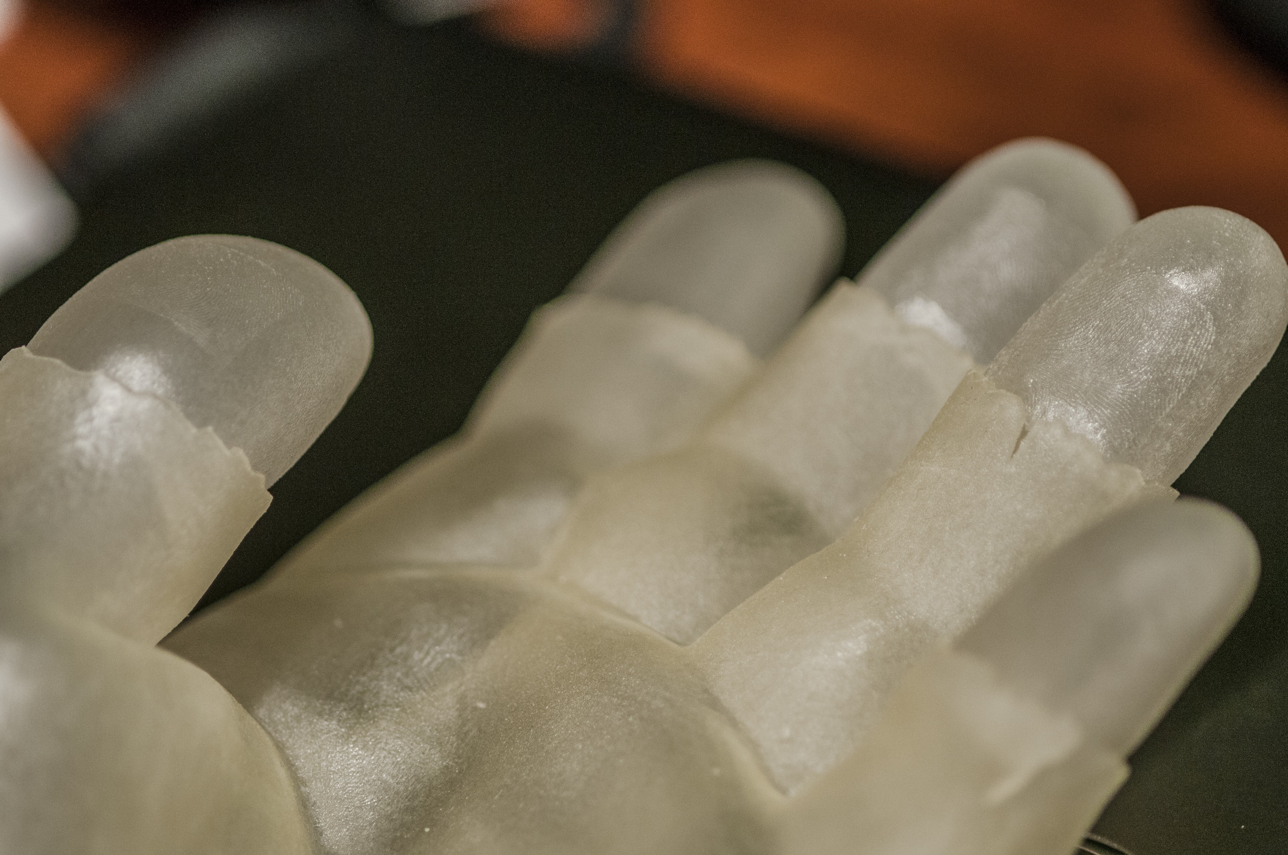 MSU researchers demonstrate how a 3-D printed model hand is used to test a fingerprint scanner for accuracy. Credit: G.L. Kohuth