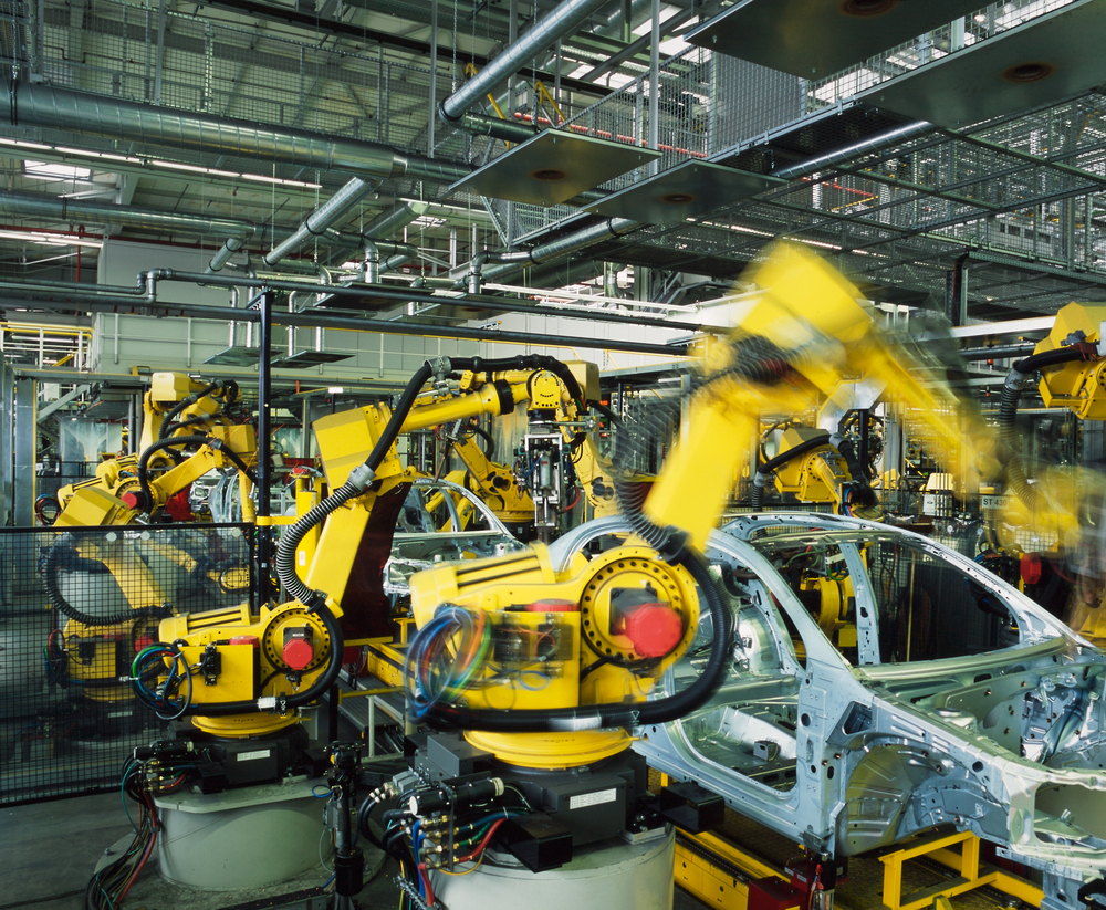 Jobs done by robots in a car factory