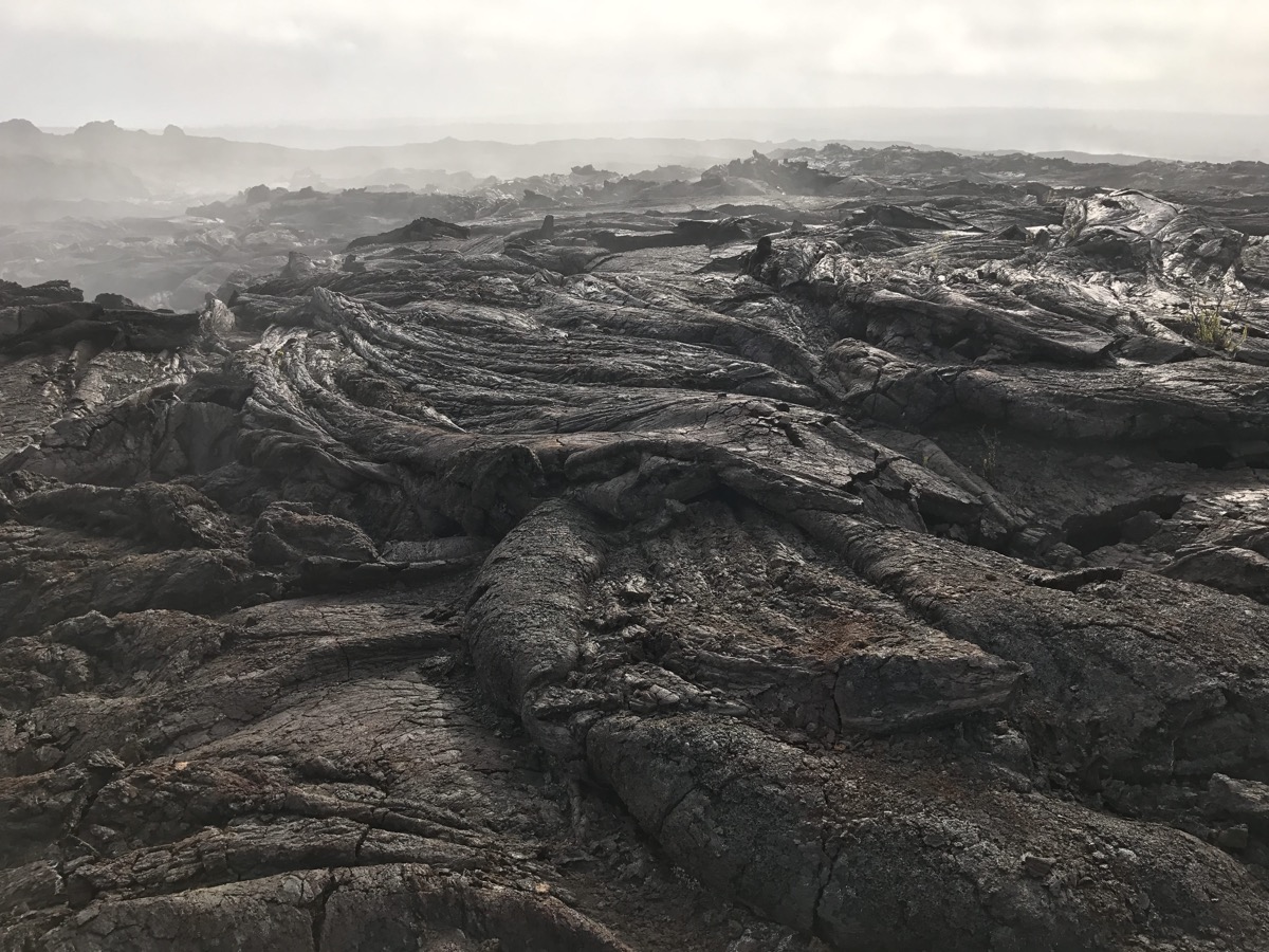 a field of black, rolling, hard lava