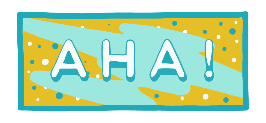 Colorful logo with the word "Aha"