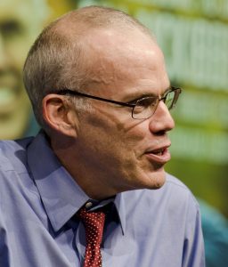 close up of bill mckibben speaking