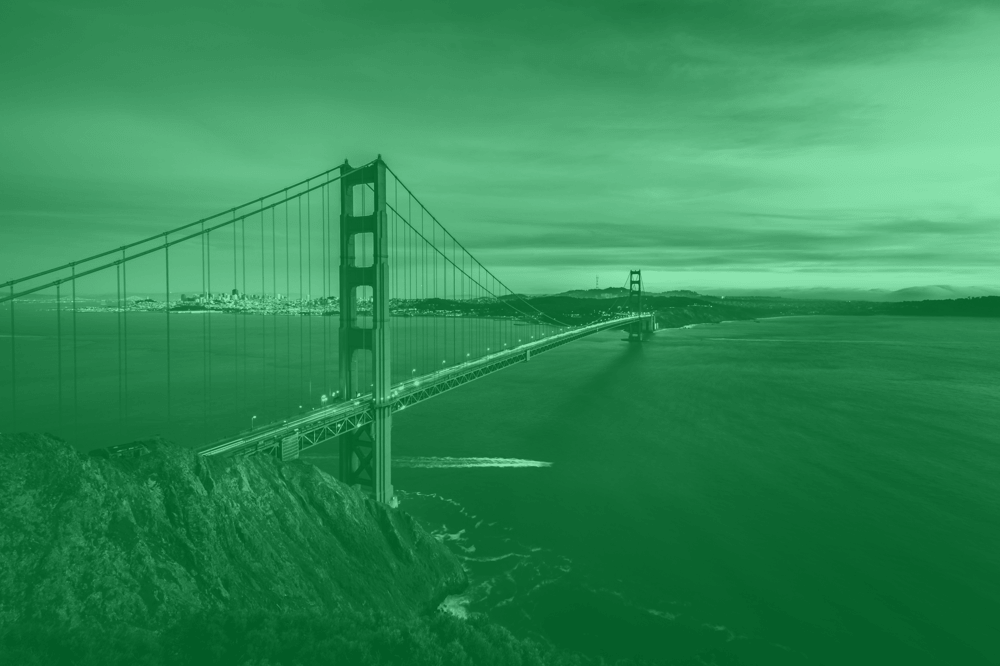 golden gate bridge with green tint