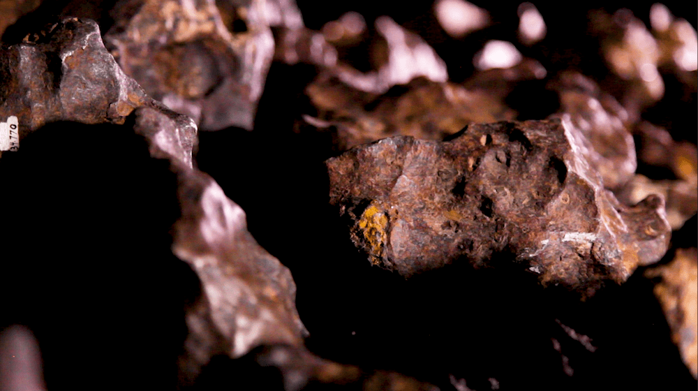 close up shot of black iron meteorite