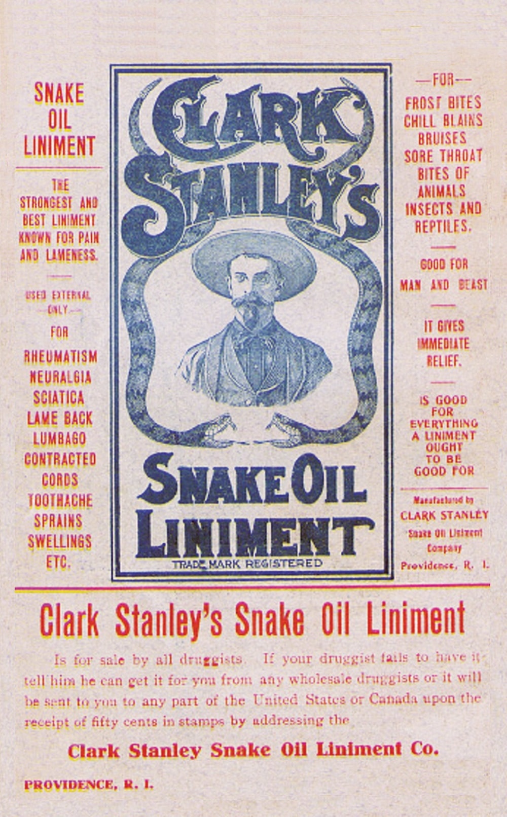 old poster of snake oil salesman