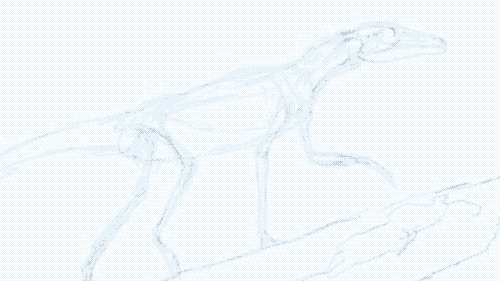 ugueto's process of a Terrestrisuchus climbing a tree branch