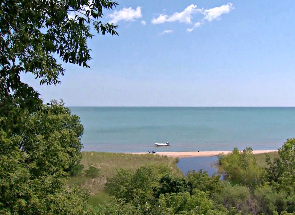 lake michigan from the coast on a sunny clear day