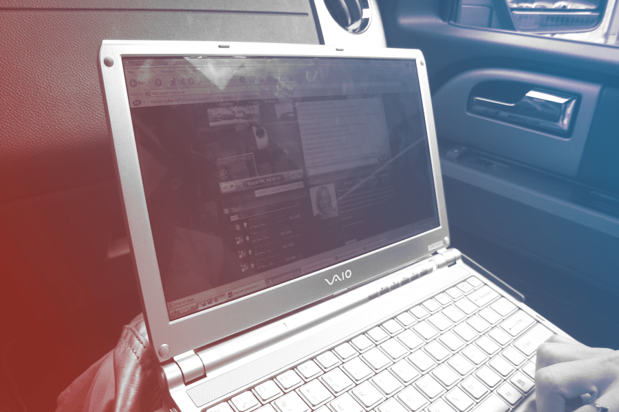 laptop in a car