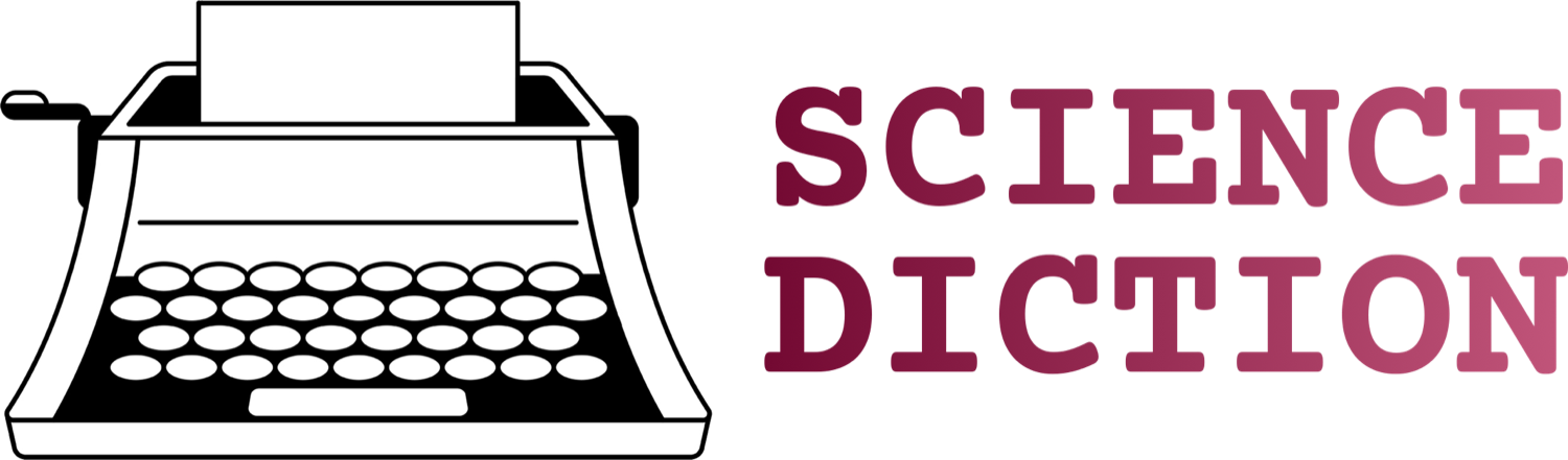 design af skrivemaskine med tekst 'science diction'