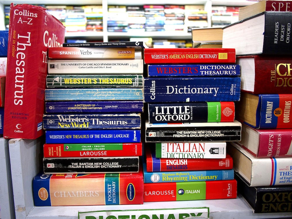 stacks of dictionaries