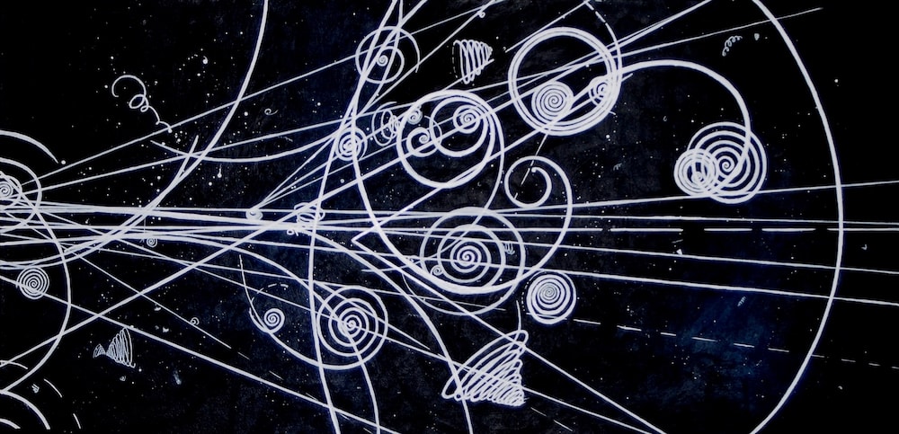 abstract drawing of particle trajectory