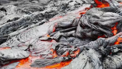 Lava flow from a shield volcano