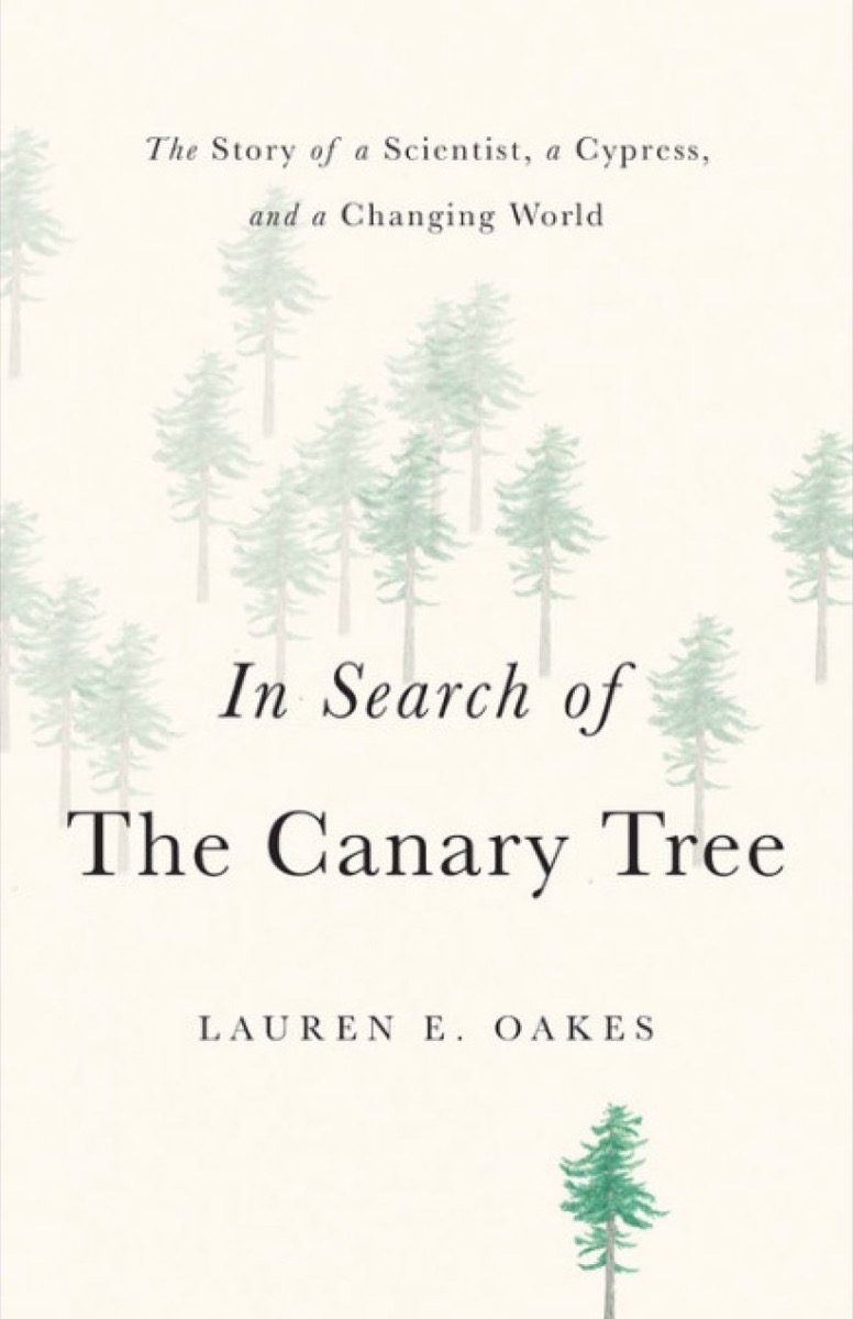 book cover with fades images of scattered trees