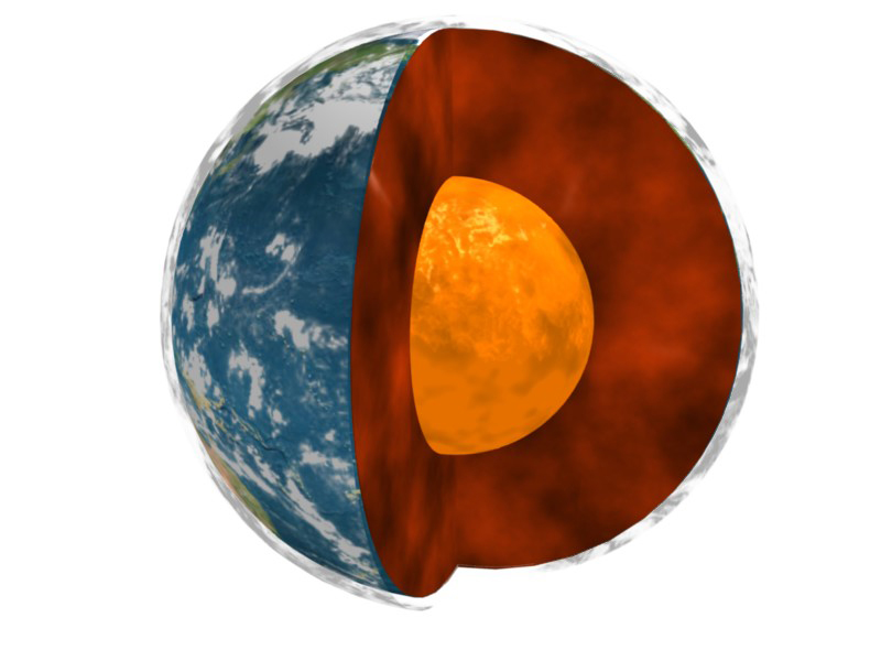 a cutaway of the earth revealing its different layers