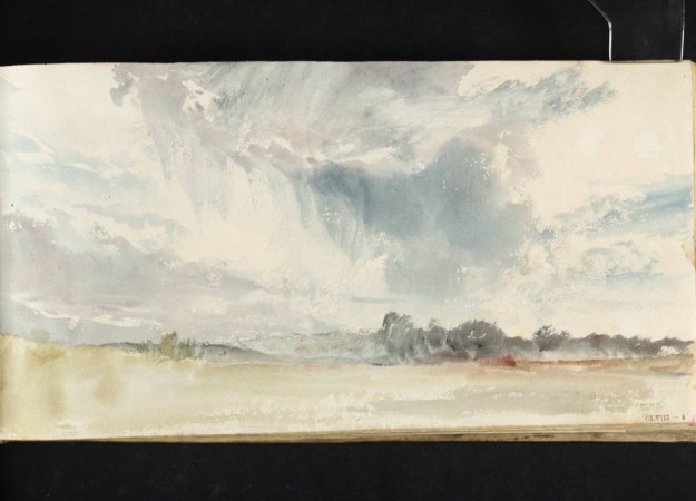 a sky watercolor painting. it is grey and cloudy, it may be an indication of rain too with the light smudges and hazy look
