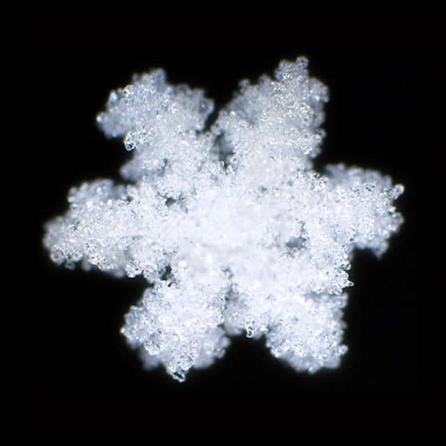 a fuzzy looking snowflake with no distinct sharp edges