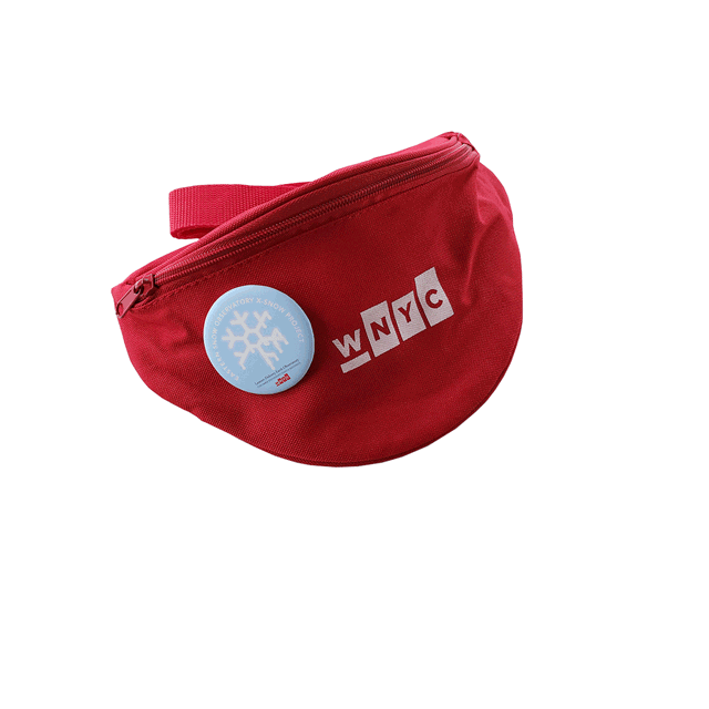 a gif of a fanny pack with the WNYC logo and various tools like pens and measuring devices are being taken out of it