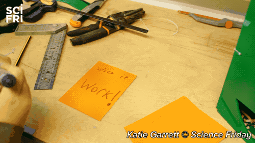gif of boy writing a worry (will it work?) onto a piece of paper, then shredding it and a new slip of paper emerges from the machine