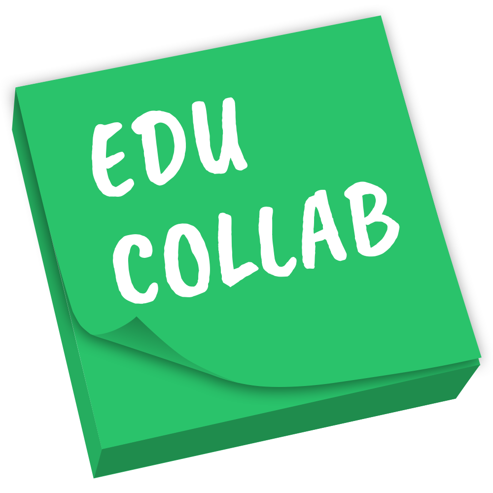 designed stack of post-it notes that says edu collab