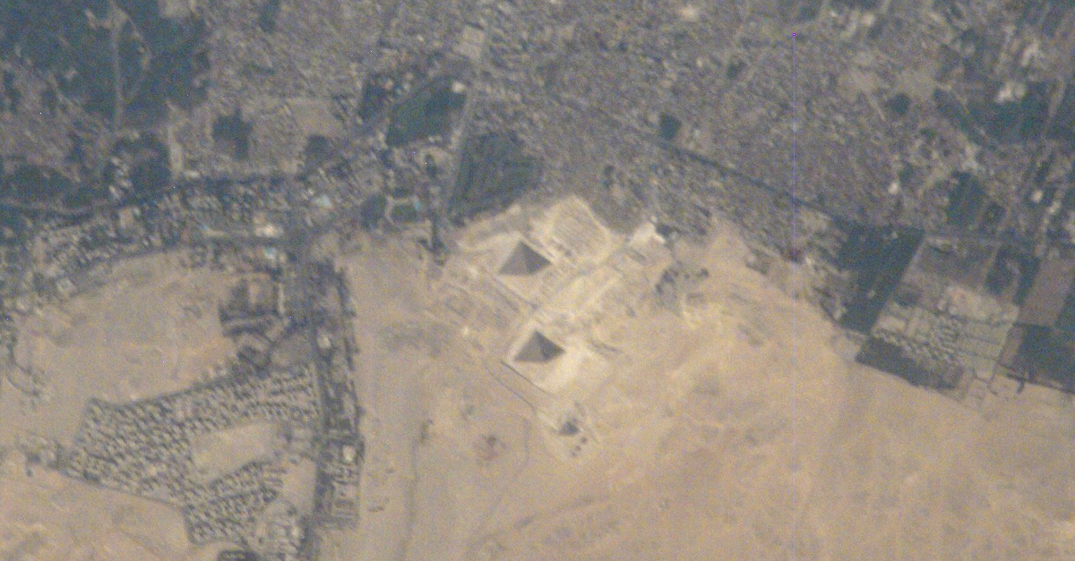 the pyramids of giza as seen from space