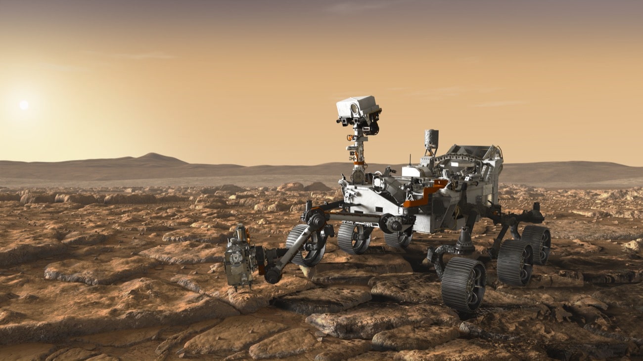 an artists rendering of a rover on mars