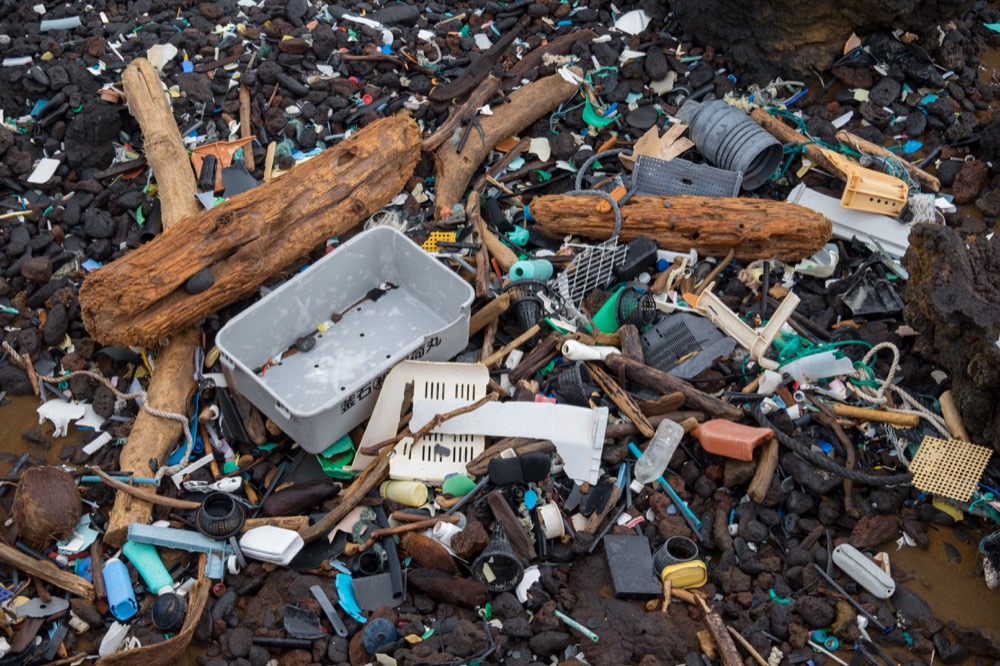 Plastic washed up on the south end of Hawaii.