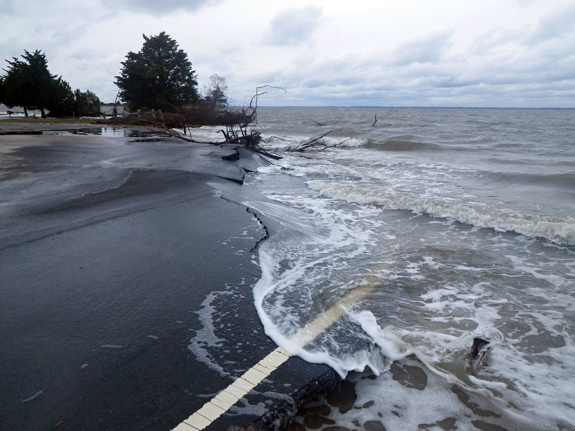 Road flooded as sea levels rise 