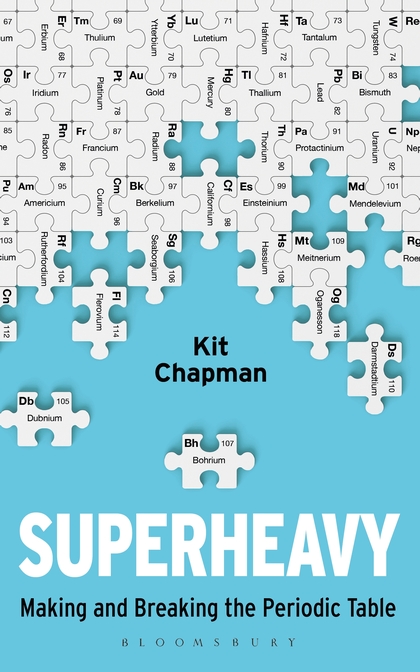 a book cover with puzzle pieces and the title "superheavy"