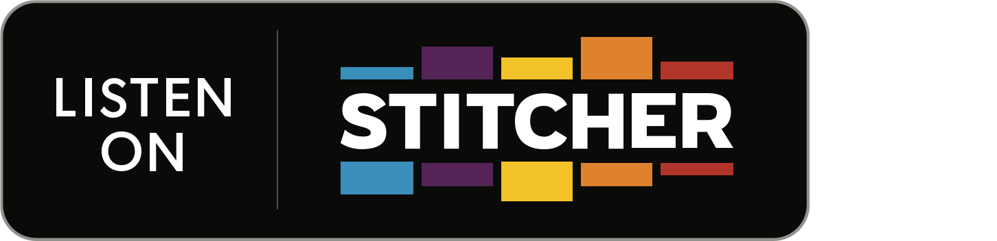 badge that says 'listen on stitcher'