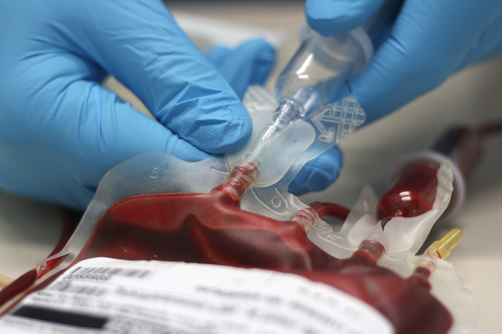 a bag of transfusion blood