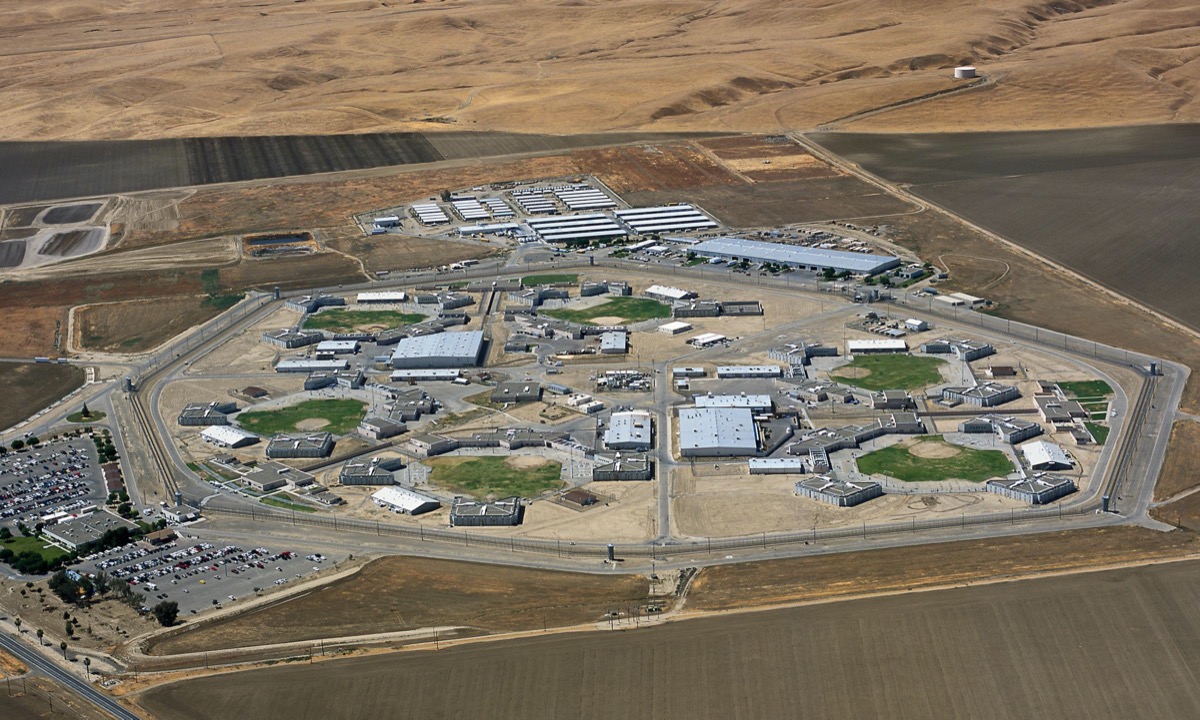 an overhead shot of a bunch of buildings, avenal state prison