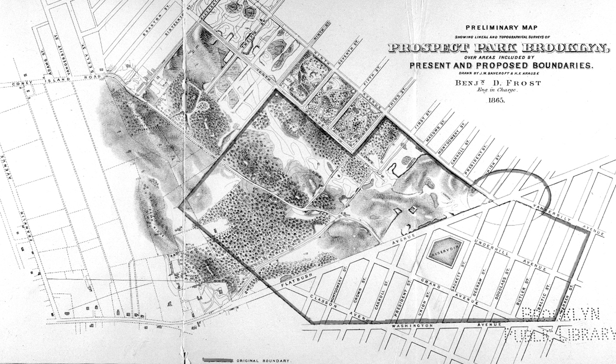 a map from the 1800s showing prospect park from above