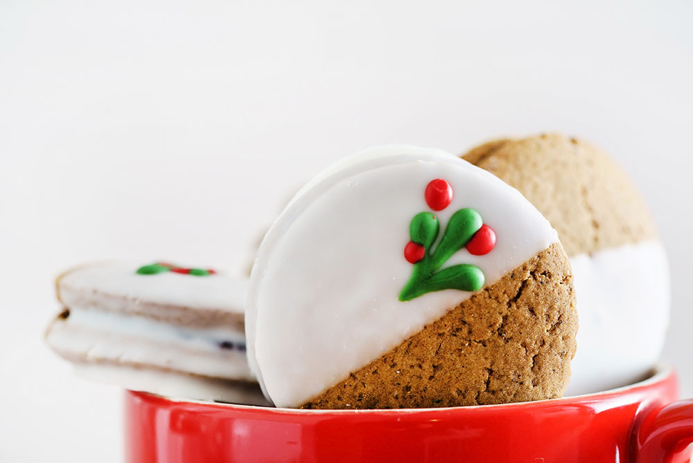 Cookies with white icing decorations