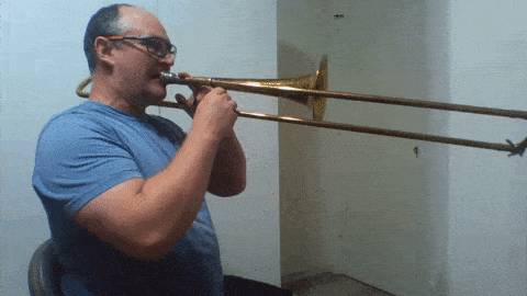 Chris Smith playing a slide trombone. Used to illustrate how familiar many sounds are to us.