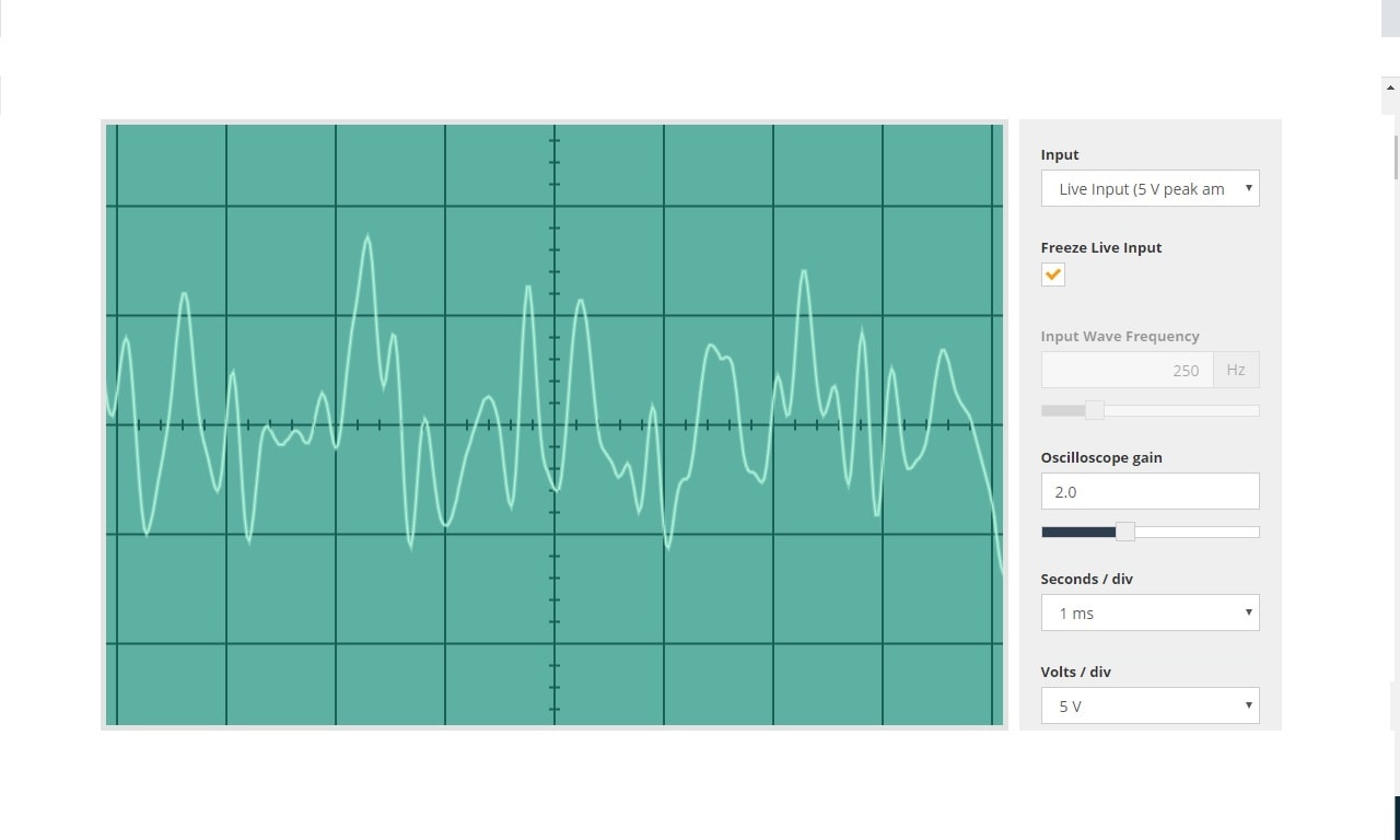 Villarrica volcano sound show on an oscilloscope