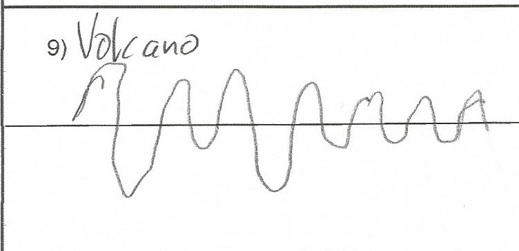 Waveform for the Villarica volcano drawn in pencil