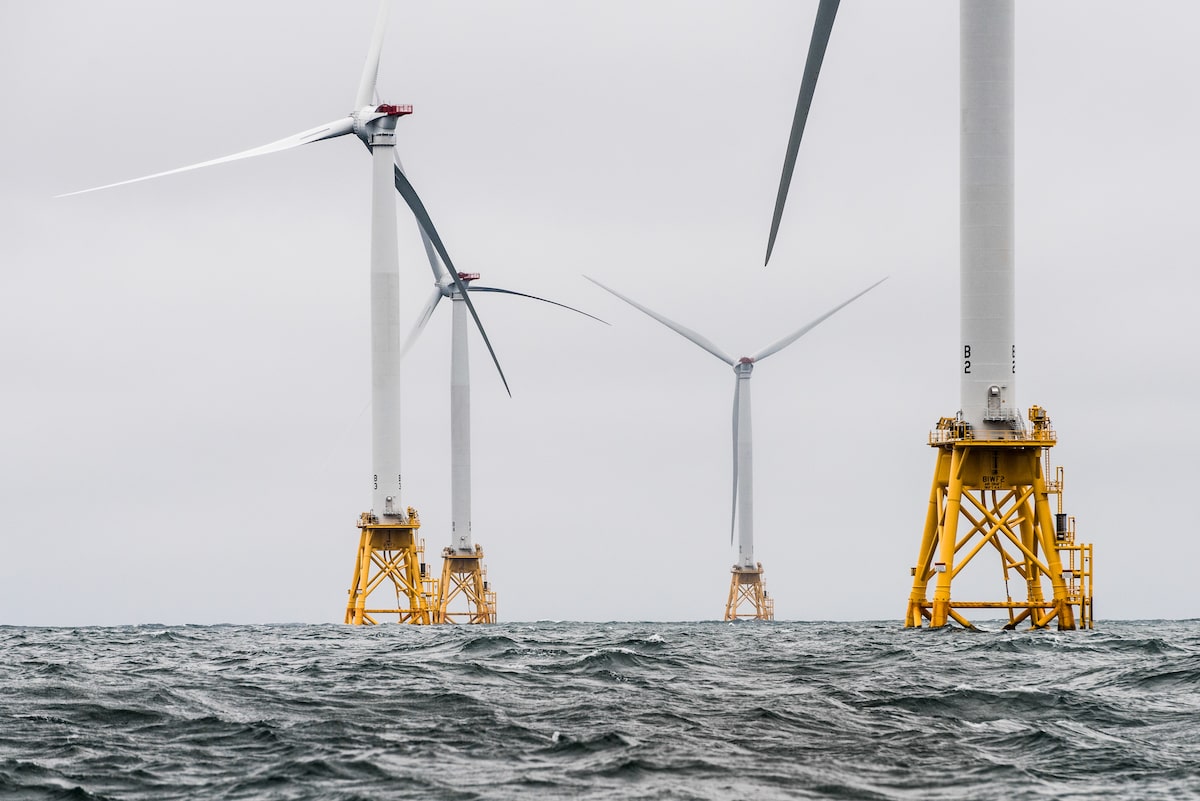The Block Island Wind Farm off the coast of Rhode Island is the first US offshore wind farm. Five Halide 6MW turbines, recently installed by Deepwater Wind, are being commissioned for use.