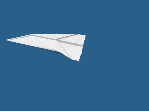 a piece of paper folds itself into a paper airplane then flies away