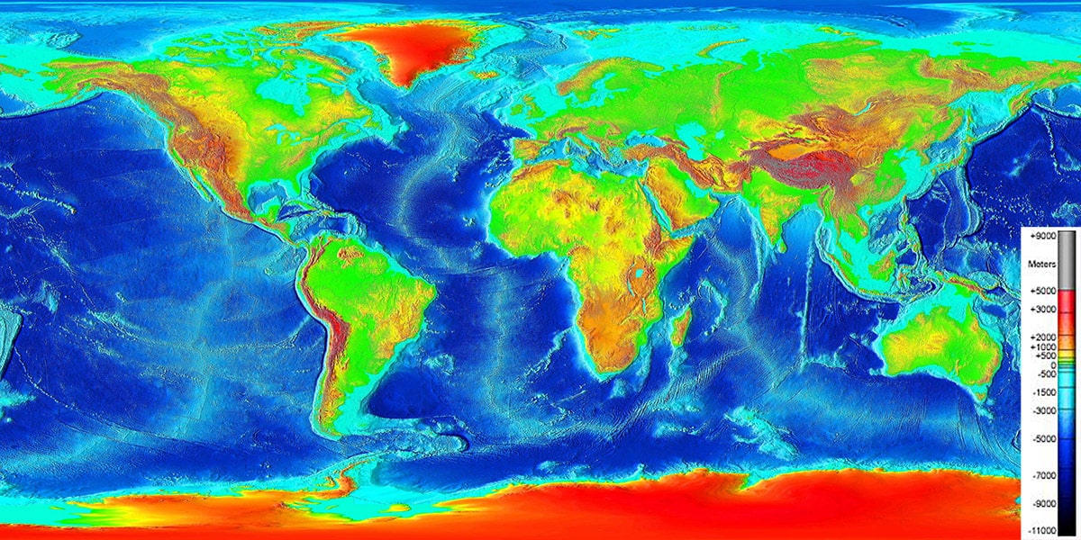 Ocean depth map