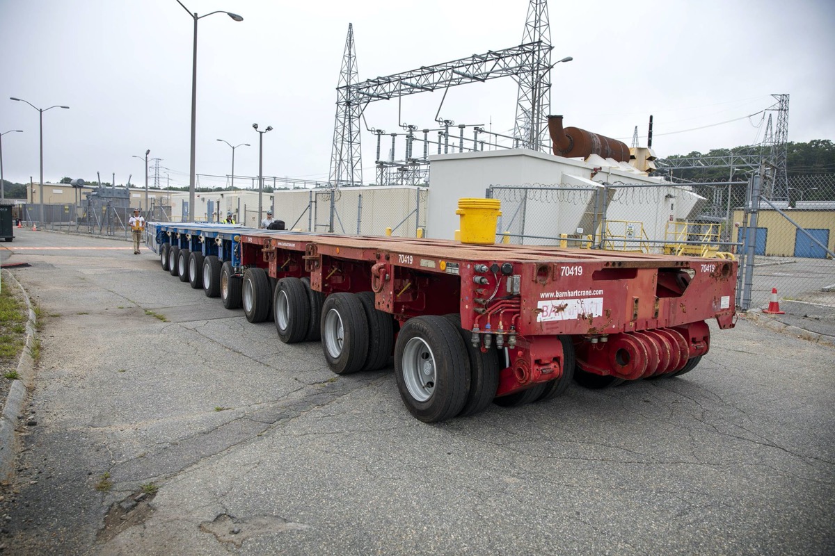 a truck flat bed in an industrial plant