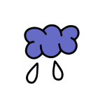 illustration of purple rain cloud with two droplets