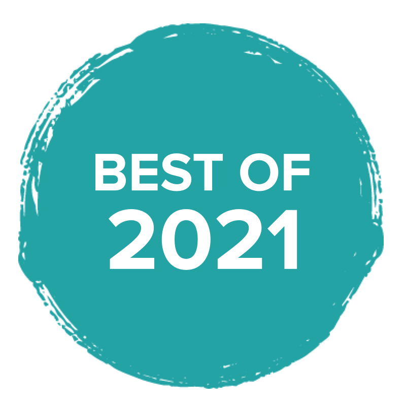 a designed, painted circle with text inside that reads "best of 2021"