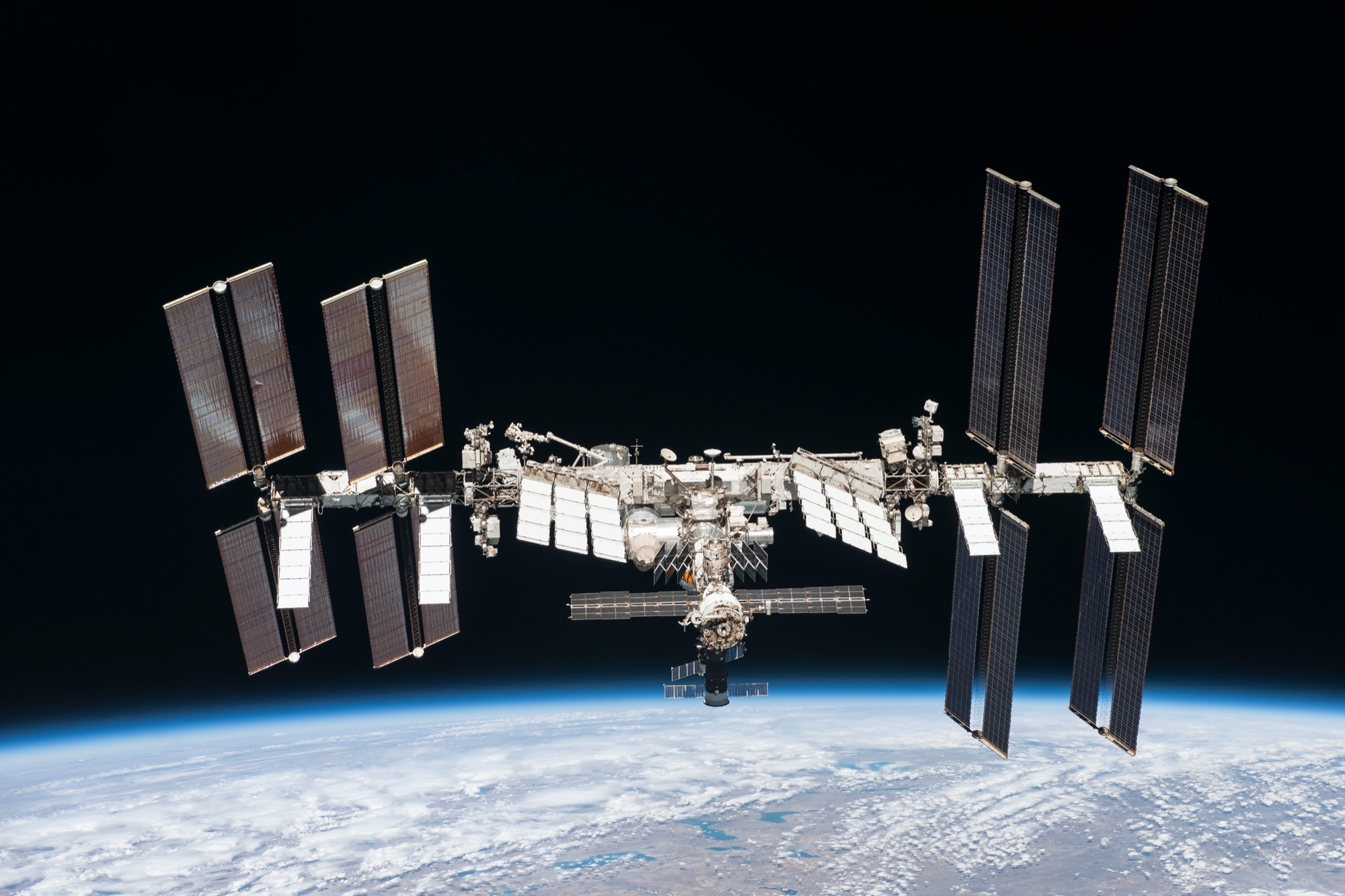 the international space station orbiting earth