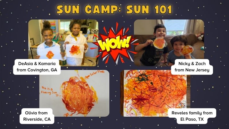 A collage of children showing their Sun prints.