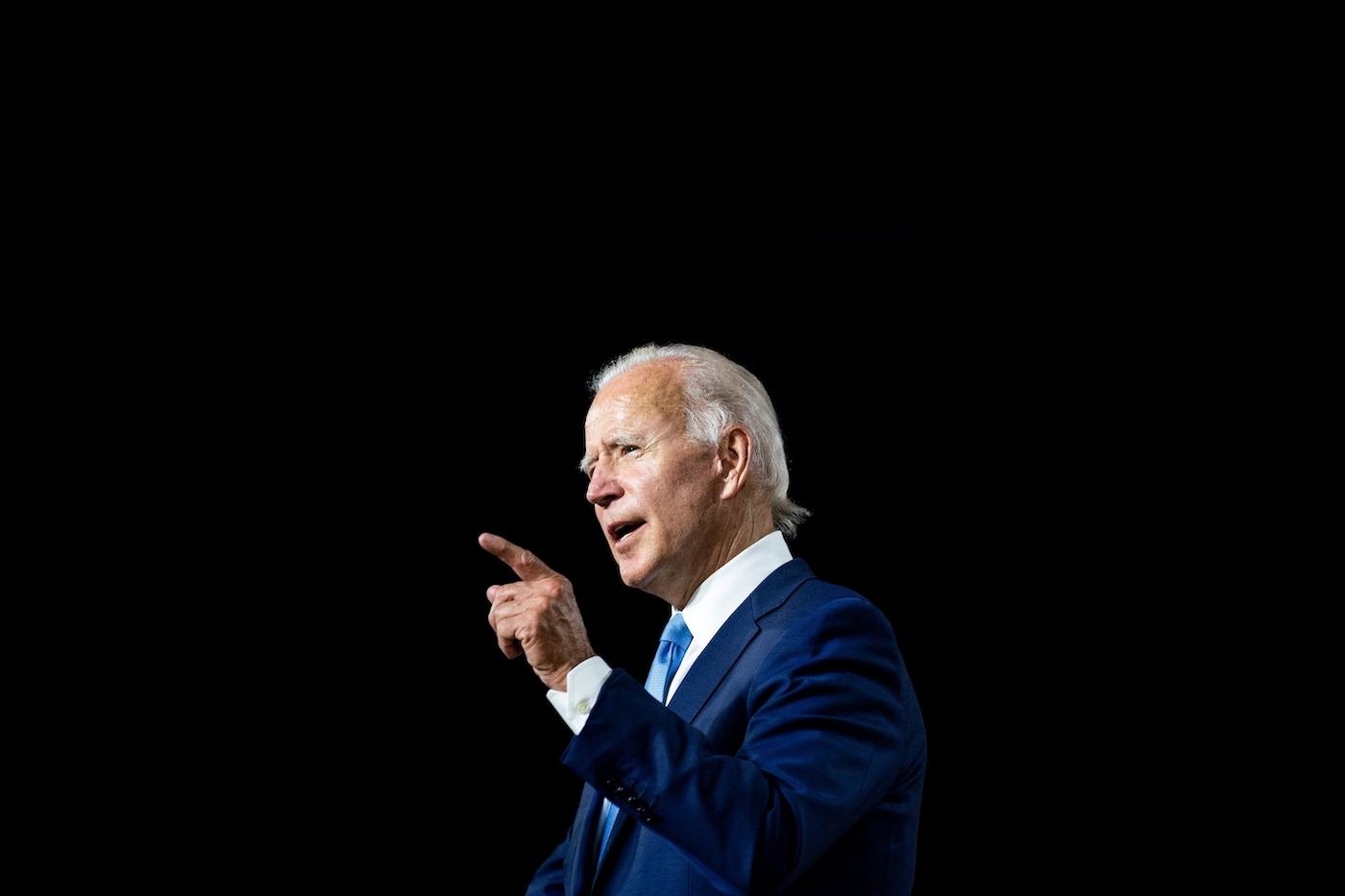 United States of America president Joe Biden isolated first floor on black background during a speech in Washington DC in 2022