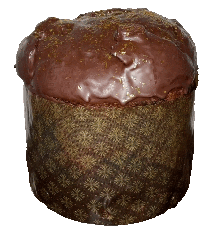 A rotating chocolate panetonne