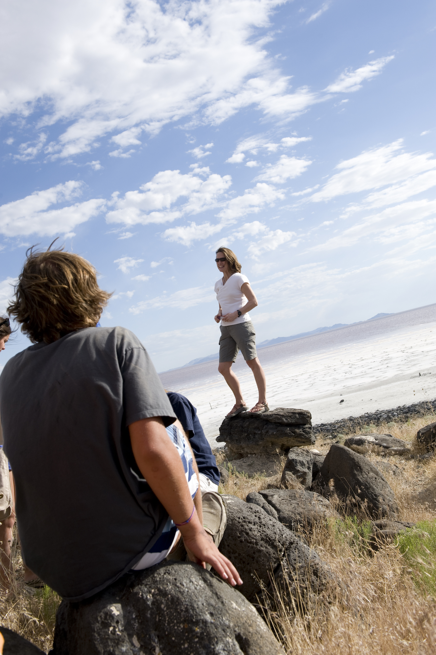 bonnie baxter teaching a class at the great salt lake, Utah. 