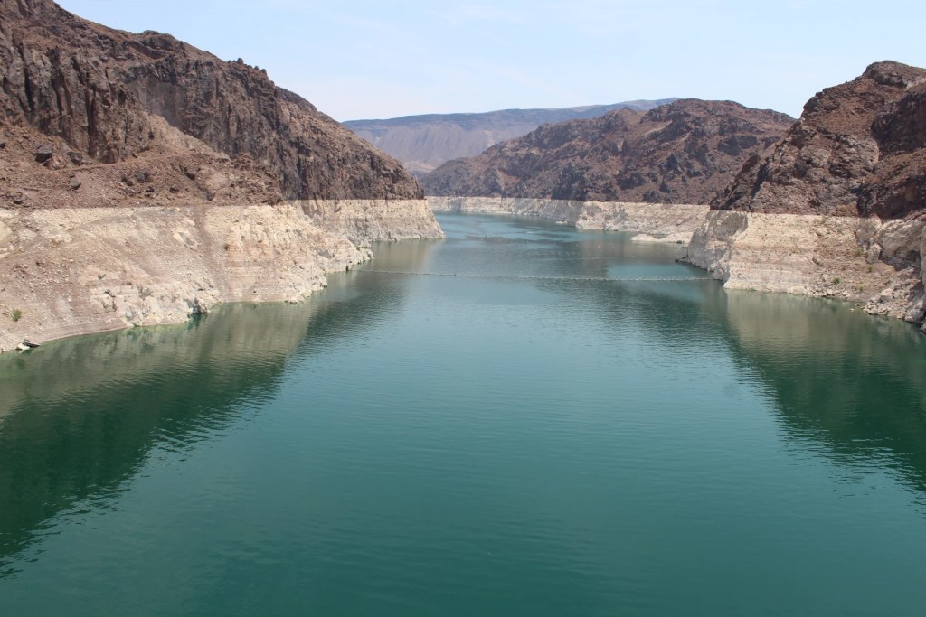 A river with a lowering water level.