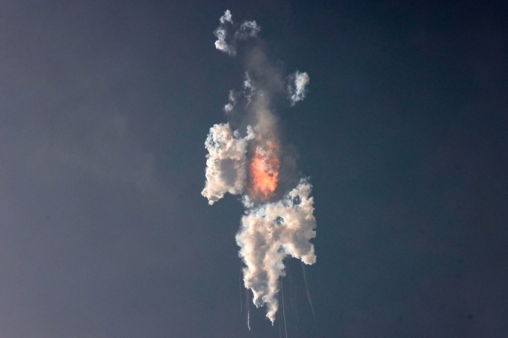 A cloud of explosive dust in the air.